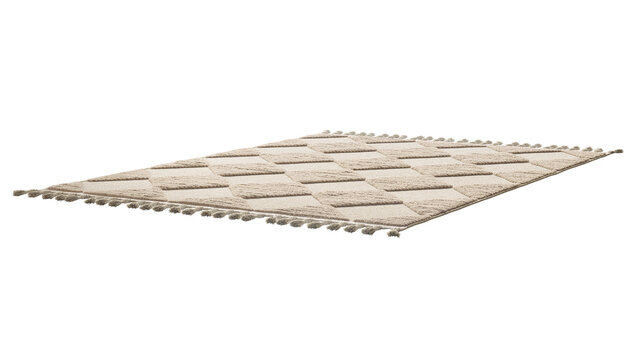 Rustic style rug with long pile and braids. 3d render