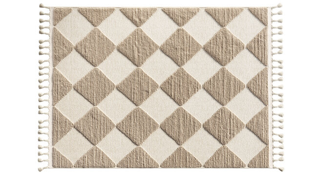 Rustic style rug with long pile and braids. 3d render