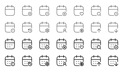 Vector set of calendar icons. Minimalist calendars