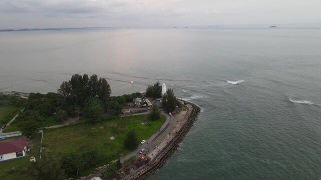 aerial view of Sea ocean breakwater