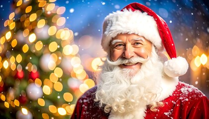 Santa Claus portrait with Christmas lights