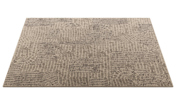 Modern brown rectangular rug with long pile. 3d render