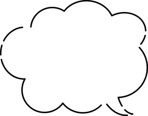 モコモコ雲型のシンプルふきだし(しっぽ右)