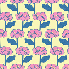 Seamless decorative pattern with flowers. Print for textile, wallpaper, covers, surface. For fashion fabric. Retro stylization.