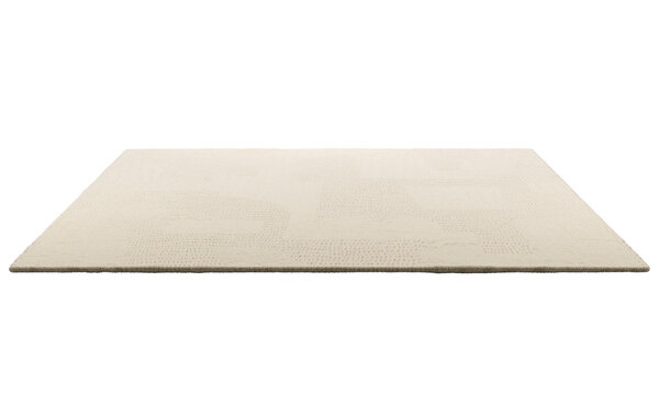 Modern beige rectangular rug with long pile. 3d render