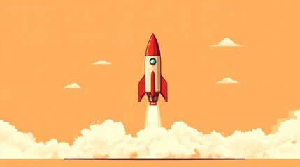 Obraz premium Rocket launch illustration growth
