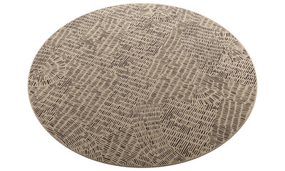Modern brown round rug with long pile. 3d render