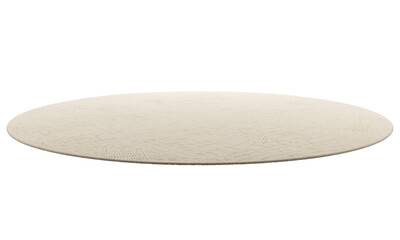 Modern beige round rug with long pile. 3d render