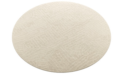 Modern beige round rug with long pile. 3d render