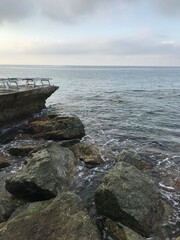 Mountains reflecting in the calm Mediterranean waters.
