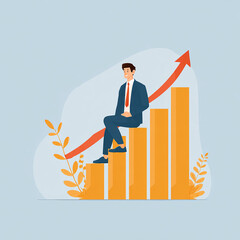 An illustration of business growth with bar chart made with generative AI