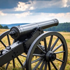 Antique cannon on grassy field