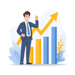 An illustration of business growth with bar chart made with generative AI
