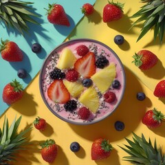Colorful smoothie bowl with fruit