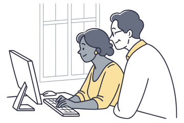 couple reviewing their illinois refund status on the official revenue department website with a calculator beside them