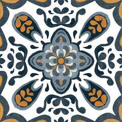 Watercolor decorative ornament on isolated background. Symmetric seamless batik floral mandala tribal ethnic pattern for fabric textile card wrapping print wallpaper