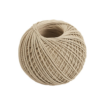 A ball of natural fiber twine or string is shown isolated on transparent background