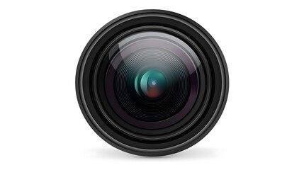 Camera Lens Detailed Macro Shot With A Glossy Finish On White Background