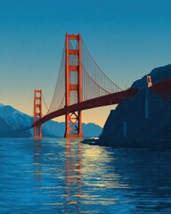 Marine technology aerial view of illuminated bridge over water