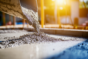 Liquid concrete being poured for construction project Generative AI