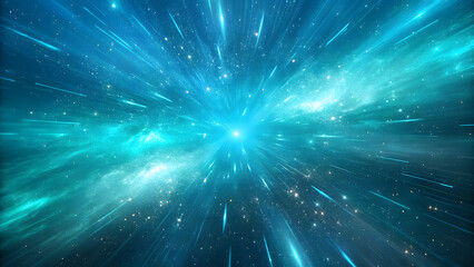 Abstract blue and teal nebula with streaking lights