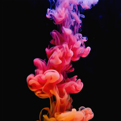 Obraz premium Ink-in-water simulation with rich red and violet pigment dispersion