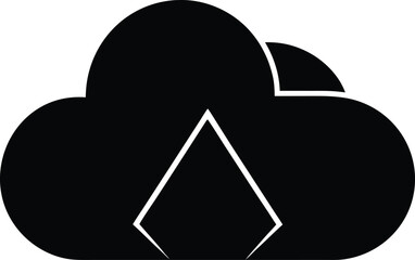 Solid cloud icon with geometric triangle inside symbol