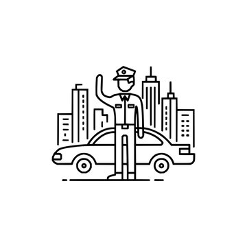 policeman directing traffic in city clip art preview