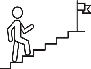Reaching Goals Depicted by a Stick Figure Climbing Stairs to a Flag Goal Conceptual Achievement Design