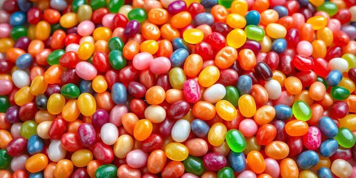 A vibrant mound of jellybeans in assorted colors and flavors,  gumdrops,  candy pile