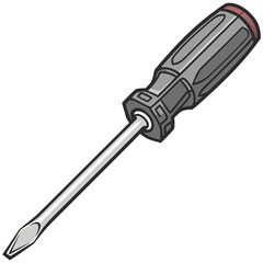 Screwdriver illustration, simple design, monochrome colors, essential tool for fastening and assembly