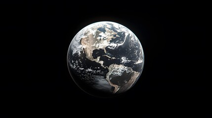 Planet Earth From Space Realistic Render High Detail View On Black Background