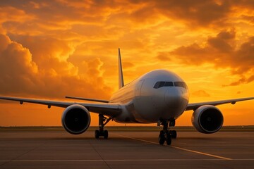 Obraz premium A Commercial Jet Stands Ready on the Tarmac