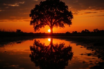 Fototapeta premium A Lone Tree at Sunset