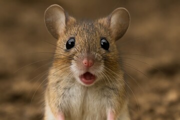 A mouse's inquisitive expression captures attention as it peers into the lens