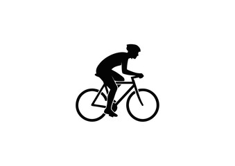 Obraz premium Black silhouette of a cyclist riding a bicycle.