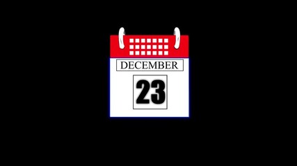 December Month 23 date calendar icon animation. Flat calendar icon monthly, important date, Simple calendar with date concept. calendar with date concept background.