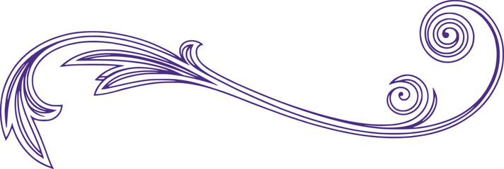 Elegant Violet Scroll Flourish Design A Classic Decorative Ornament with Spirals and Flowing Lines in a Delicate Color Palette