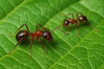 A Pair of Ants on a Leafy Canvas