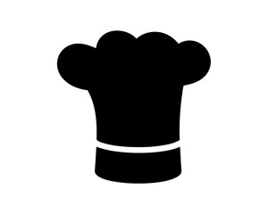 Silhouette of a classic chefs hat or toque blanche on white background