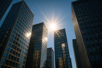 Obraz premium A Symphony of Glass and Steel under the Golden Hour