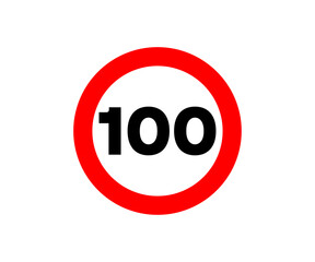 A traffic sign indicating a speed limit of 100 kilometers per hour. Speed limit sign, traffic safety vector design and illustration.