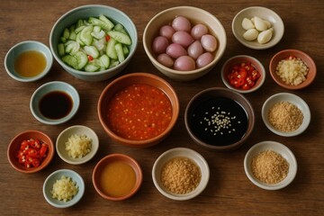 An array of fresh ingredients ready for a flavorful meal preparation