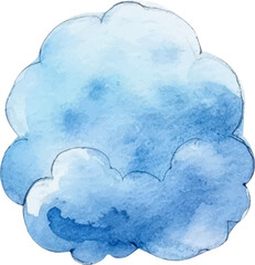 Vector watercolor painted cloud. Hand drawn design elements isolated on white background.