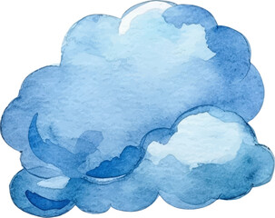 Vector watercolor painted cloud. Hand drawn design elements isolated on white background.