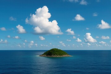 Fototapeta premium A Lone Island in the Endless Blue Sea