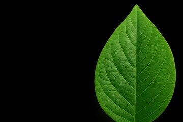 Obraz premium A Close-Up of a Lush Green Leaf Against a Black Background