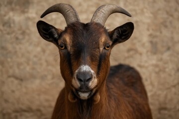 Obraz premium A goat's serene expression against a textured backdrop