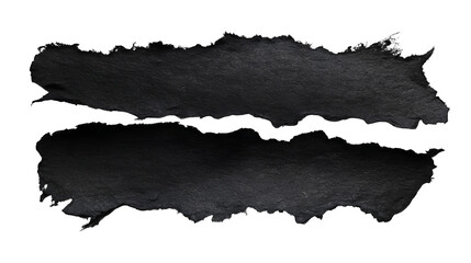 Torn and blended black paper effect on a white background