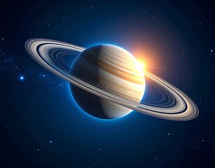 Saturn in space, with rings